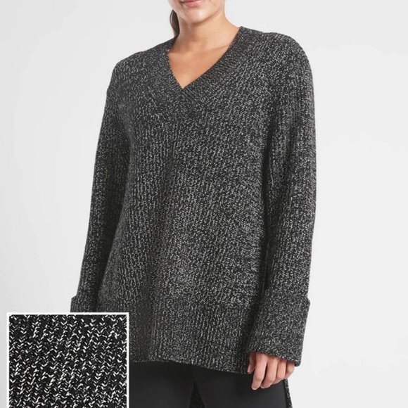 NWT Shasta V-neck Sweater Hi Low Black Marl SZ Large - Picture 2 of 10